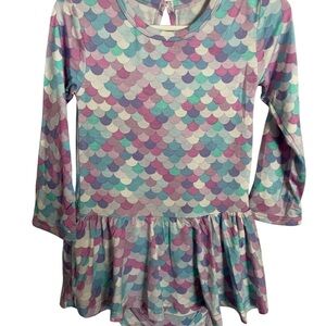 2T Little Bum Bums Mermaid Print Twirl Skirt Onesie